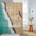 thumbnail image 2 of Bathroom Shower Curtain Beach Life Seaside Starfish Sea Water Waterproof Shower Curtains with Hooks, Sand Coastal Nautical Theme Bath Curtains Bathtub Curtain Home Decor 60x72in, 2 of 9