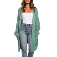 thumbnail image 1 of Mujeres Cardigan Suéteres Moda Casual Otoño Invierno Desplazamientos Suelto Color Puro Frente Abierto Suéter De Punto Grueso Verde S, 1 of 6