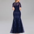 thumbnail image 4 of SMihono Robe Maxi Bohème d'Été pour Femmes Grande Taille Robe Longue à Manches Courtes Col Rond Couleur Unie Robe de Soirée Slim Robe de Plage, 4 of 7