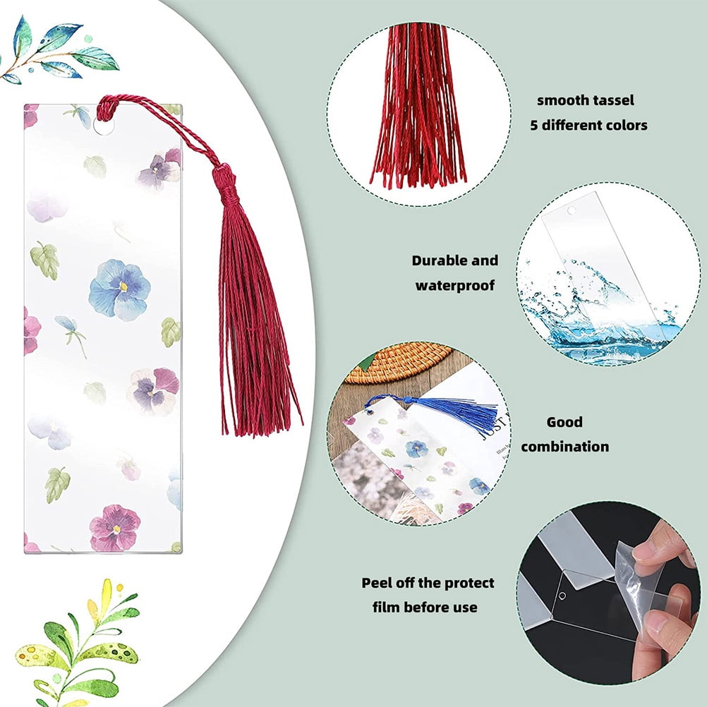 FOMIYES Acrylic Bookmarks for Students, 4-Pack, Reading Accessories, 5.9 x 1.9 Inches Each