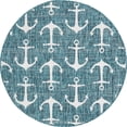 thumbnail image 1 of Unique Loom Tapis de Plage Nautique Côtier Extérieur 4' x 4' Sarcelle Ronde/ivoire, 1 of 1