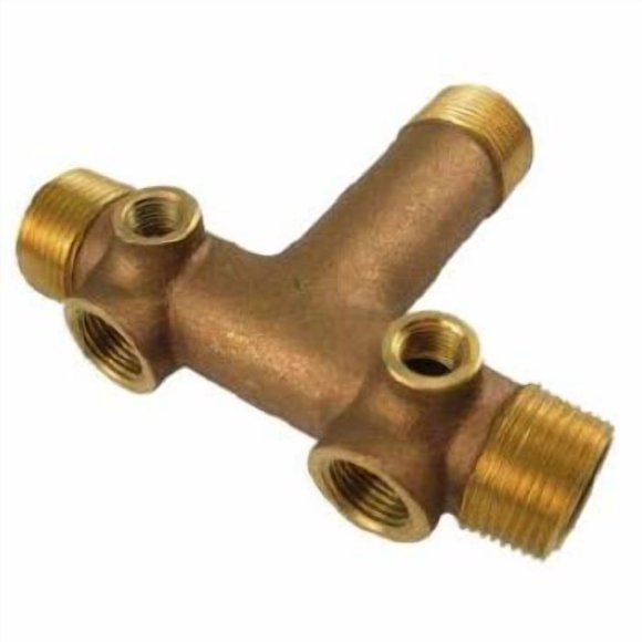 1-1/4" x 3-5/8" Center to End, No Lead Brass Solid Tank Tee