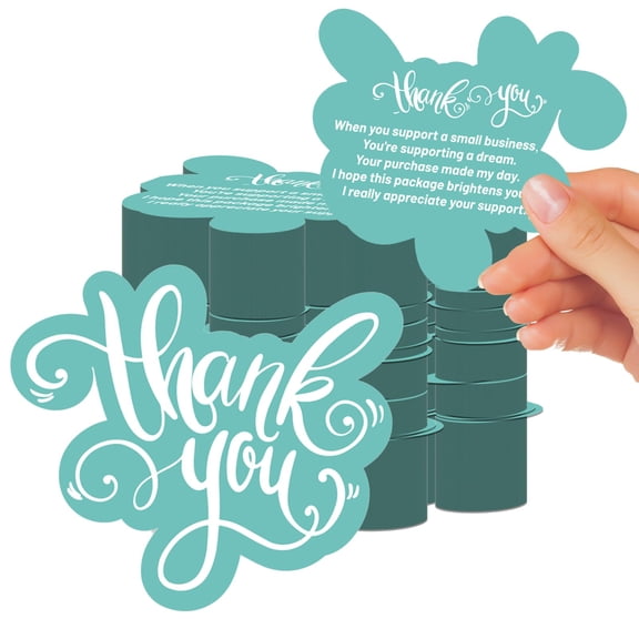 50 Green Small Business Thank You Cards, 3.5*3.14 Inches, Mini Thank You Cards are Suitable for Stores, Online Retail
