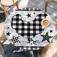 thumbnail image 2 of Chicken Hen Round Tablecloth, Fitted Table Cover with Elastic for 36"-44" Round Tables, Rooster Animals Farmhouse Plaid Country White Wooden Table Cloth Outdoor Dinning Party Waterproof Tablecloths, 2 of 7