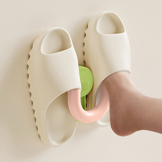 Zapatero para armario, estante para zapatillas de baño, sin perforaciones, tipo ventosa, drenaje de pared para inodoro, gancho para guardar zapatillas, puede colgar un par de zapatillas de plástico, g