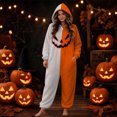 thumbnail image 2 of LILIYA Halloween Jumpsuit, Unisex Hooded Onesie, Color Block Plush Sleepwear with Deep Pockets, Relaxed Fit 1-Piece Bodysuit, Cozy Holiday Loungewear for Couples, 2 of 6