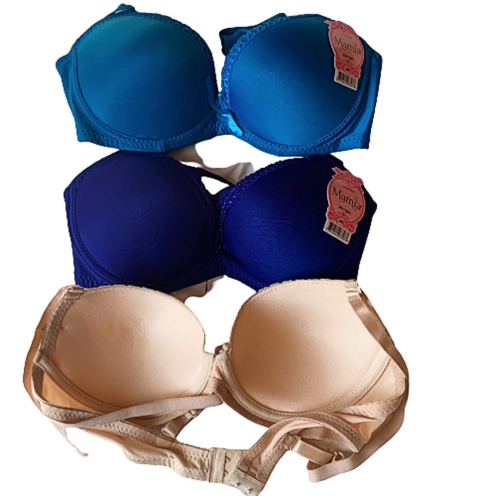 Mamia 6-Pack Women's Upper Floral Trim Accent Fun Multicolor Daily Wear Bras  C-Cup 34C