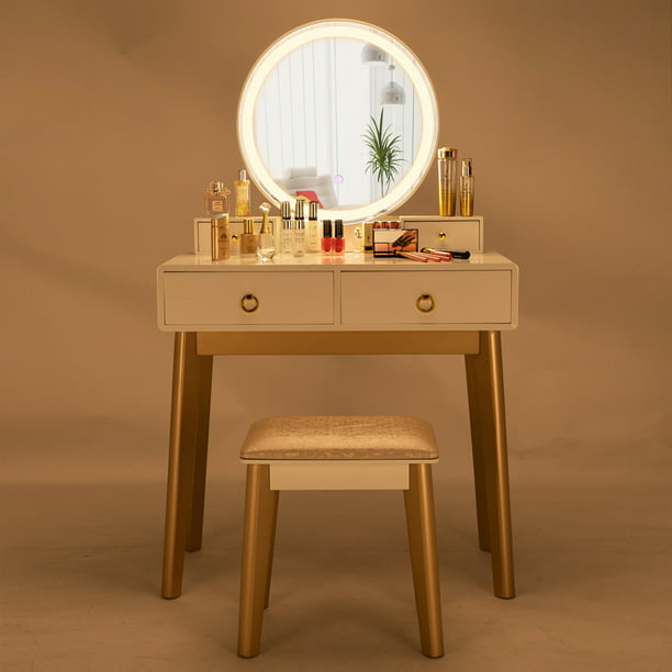 Urhomepro Makeup Vanity Table Wooden, Bedroom Makeup Vanity Set