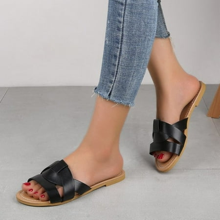 

LEEy-World Women S Slippers Women Shoes Slip Toe Slippers Soft Soles Can Be Used For Indoor Slippers Fashion Beach Slippers Women Memory Foam