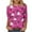 Hot Pink, variant on Women's Halloween Tee 3/4 Sleeve Crew Neck Ghost Pumpkin Graphic Shirts Plus Size Casual Cute Pullover Tops Loose Fit (XL, Purple)