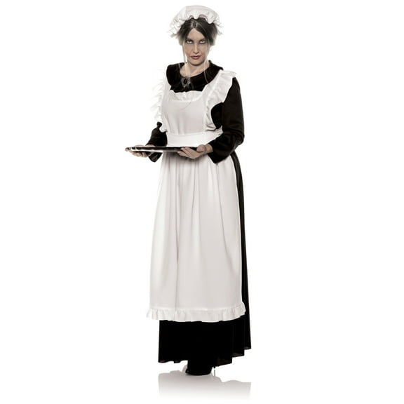 Underwraps Women's Old Maid Costume - Classic Maid Dress for Dress Up, Scary Cosplay Dress for Women, With Attached Apron & Cap