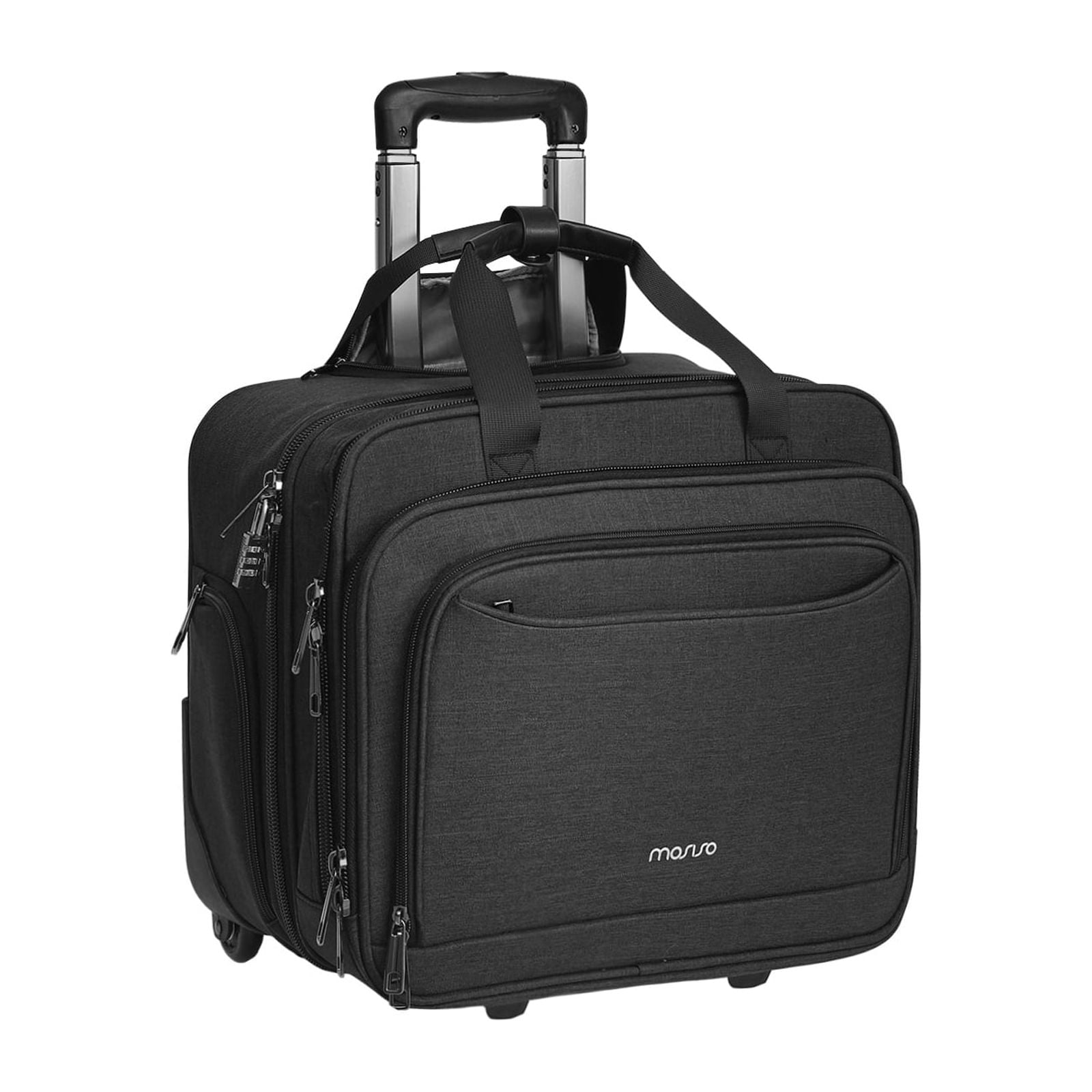 Mosiso 15-16 inch Rolling Briefcase Laptop Bag Case with Wheels for Women Men, Expandable Overnight Computer Bag with Coded Lock&Trolley Belt for Travel Business School