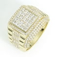 thumbnail image 3 of Tilo Jewelry Yellow Gold Tone 925 Sterling Silver Pave Square Signet Statement Pinky Ring | Size 7 | Classic Ring for Men, 3 of 6