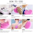thumbnail image 3 of Slicone Bath Body Brush Exfoliator, Back Brush Long Handle for Shower with Soft Bristles, Back Scrubber,(Cherry blossom powder), 3 of 7