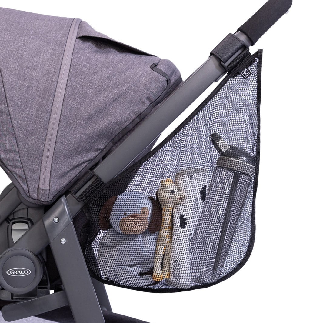 J.L. Childress Side Sling Cargo Net - Stroller Organizer Accessory, Mesh Storage Bag, Universal Fit - Black