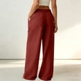 thumbnail image 6 of aohooy Wide Leg High Waisted Pants Women Summer Casual Button Up Palazzo Work Pant Beach Vacation Comfort Trousers with Pockets Red,M, 6 of 8