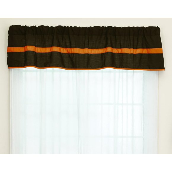 Baby Doll Bedding Solid Stripe Window Valance, Brown/Orange
