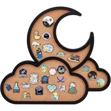 Square Moon Pin Board Cork Board 10.2x11.8inch Bulletin Display Board Wall Mounted Cork Board for Brooch Pin Storage Display Office Home and School Decor