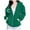 Dark Green, variant on Women Cute Rugby Graphics Full Zip Up Hoodie Aesthetic Sweatshirt Cotton Jacket with Pockets