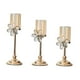 thumbnail image 3 of Candelabro de pilar de 3 piezas, candelabro de metal dorado, candelabro para decorar Flor transparente, 3 of 9