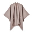 thumbnail image 7 of Lutiedan Shawl Wraps for Women, Soft Elegant Poncho Cape with Pockets, Open Front Scarf Blanket Cardigan for Fall Winter,Coffee, 7 of 7