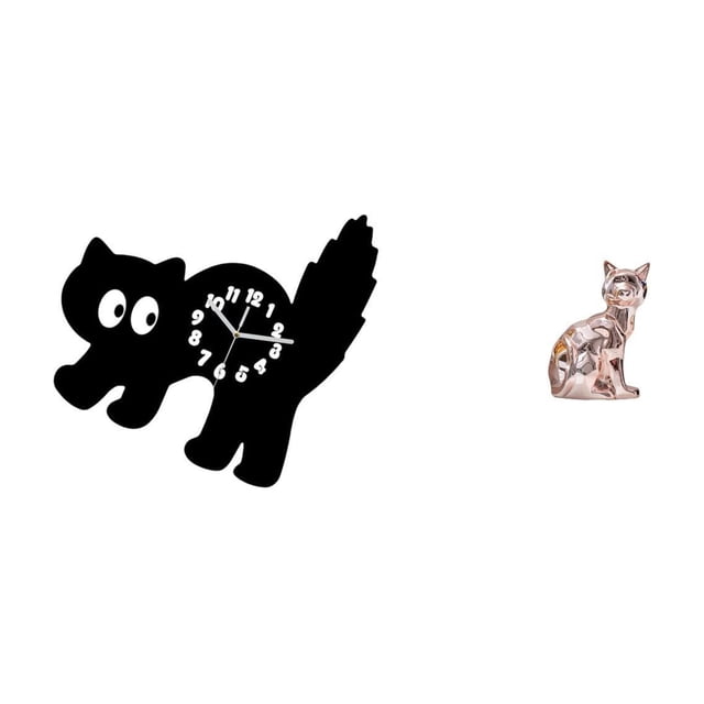 Reloj de pared acrílico con forma de gato, adorno colgante decorativo, escultura animal fácil de leer, arte artesanal para estudio, dormitorio, sala d