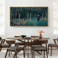 thumbnail image 4 of Large Framed Canvas Print Lonely Person Walking in Starlight Forest Wall Art Decorative Ready to Hang Painting for Living room Bedroom - 60"x30" Natural Frame, 4 of 7