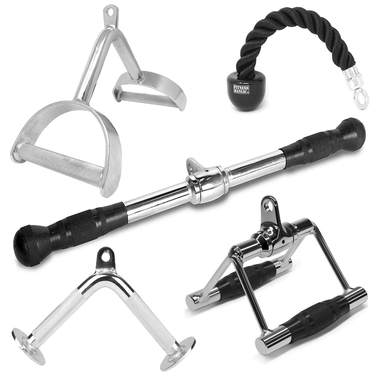 Single Stirrup Handle Multi Gym Row Cable Attachment Accessory Pull Down Grip 