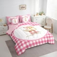 thumbnail image 3 of jejeloiu Cute Little Duckling Twin Bedding Sets 7-Piece,Pink Bow Bowtie Bedding Comforter Set,Geometric Plaid Sheet Sets For Girl Boys,Luxury Bedroom Decor Reversible, 3 of 8