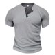 thumbnail image 1 of pstuiky Camisa de manga corta para hombre, Blusas versátiles de manga corta raglán con cuello redondo y botones de color liso para hombre ropa de hombre m, 1 of 5