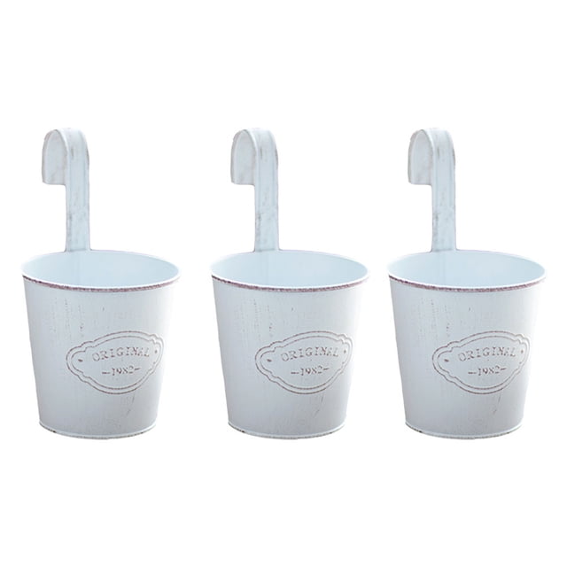 Shisuyan 3pcs Simple Hanging Flower Buckets Pretty Iron Planters Vintage Flower Pots