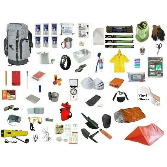 Gray/Black 3 Day Deluxe Emergency Survival Kit 25 L Disaster Earthquake 72 Hour
