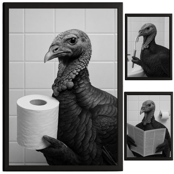 Turkey Bathroom Decor Wall Art Farmhouse Photo Picture Set 3pk 8.5x11 TheNameStore