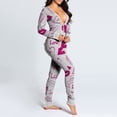 thumbnail image 4 of WZXFASHION Combinaison de Nuit à Imprimé pour Femmes à Manches Longues avec Boutons et Rabat, Justaucorps, Barboteuse, Tenue de Nuit pour Femmes Gris P, 4 of 7