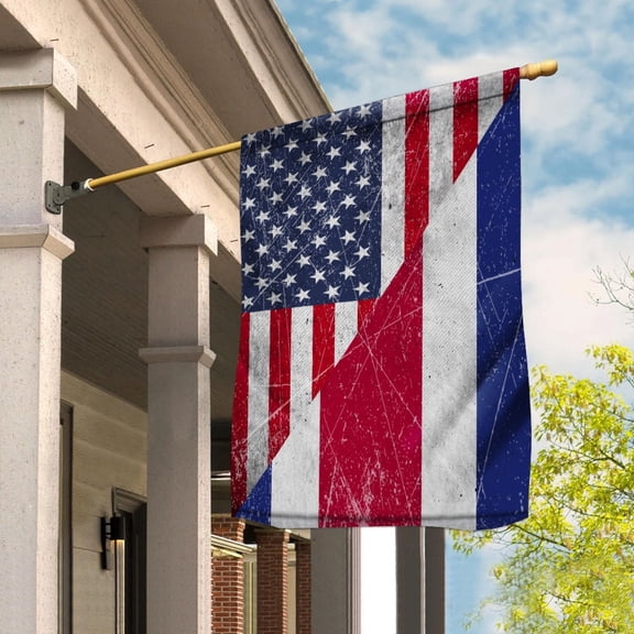American Flag USA Costa Rica Half American Friendship Costa Rican Patriotic House Flag, Double-Sided Decorative Outdoor Flag, Polyester Yard Flag 29.5 x 39.5 in