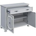 thumbnail image 3 of Benjara MDF Cabinet with Double Door Storage and Bun Feet, White, 3 of 5