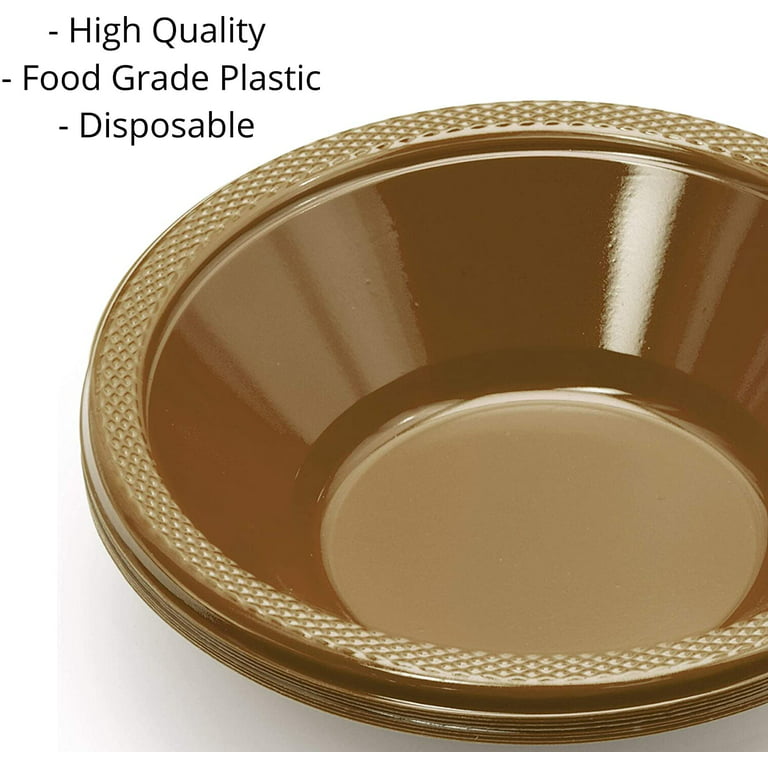 Exquisite Gold Disposable Plastic Bowls - 50-Count - 12 Oz - Party, Wedding  & Dinner 