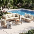 thumbnail image 2 of UDPATIO 7 Piece Wicker Patio Furniture Set, Outdoor Conversation Set， Sectional Sofa with Glass Coffee Table， Outdoor Sofa for Porch, Backyard, Yellow&Beige, 2 of 8