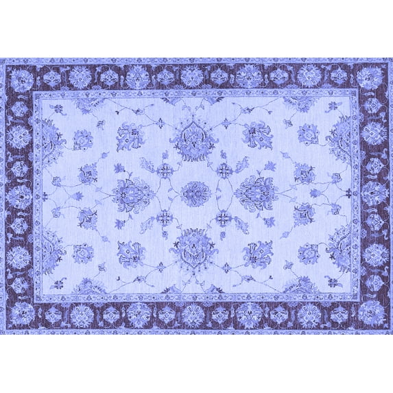 Ahgly Company Machine Washable Indoor Rectangle Oriental Blue Traditional Area Rugs, 7' x 9'