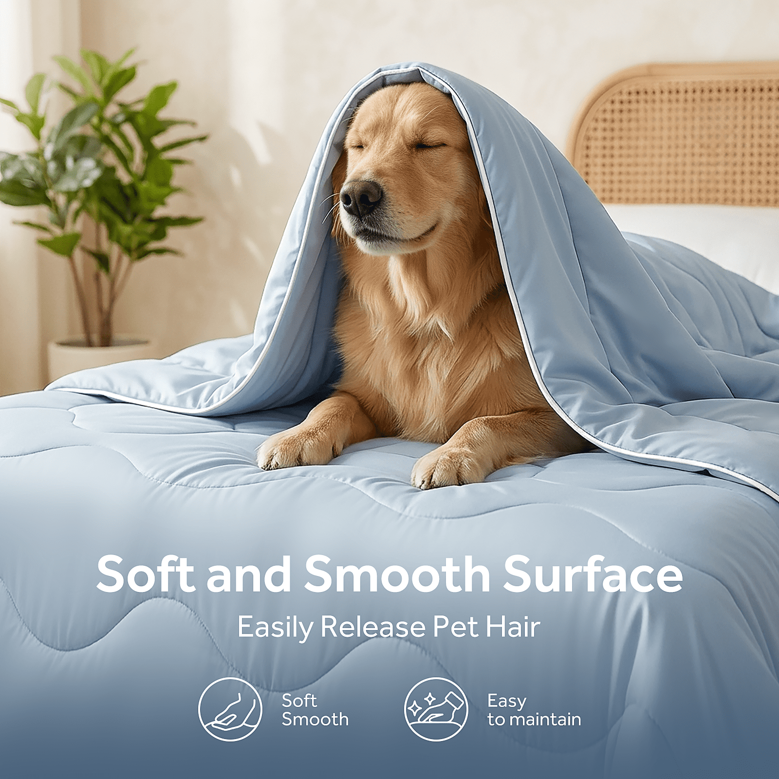 EMONIA Cooling Blanket King Size, Double-Sided Cooling Comforter for Hot Sleepers and Night Sweats, Soft Summer Cool Blanket, All-Season Lightweight Bed Comforter (Blue 108"x90")