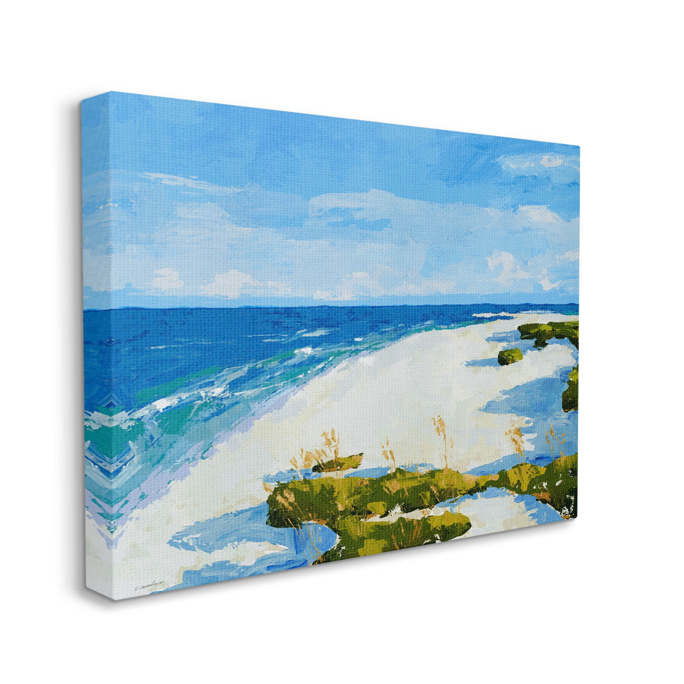 Modern Beach Sand Landscape Coastal Painting Gallery Wrapped Canvas Print Wall Art