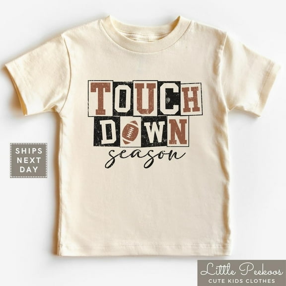 Touch Down Season Kids Shirt - Football Season Toddler Shirt - Retro Football Lover Kids T-Shirt TODDLER SHORT SLEEVE TEE BELLA CANVAS 3001T