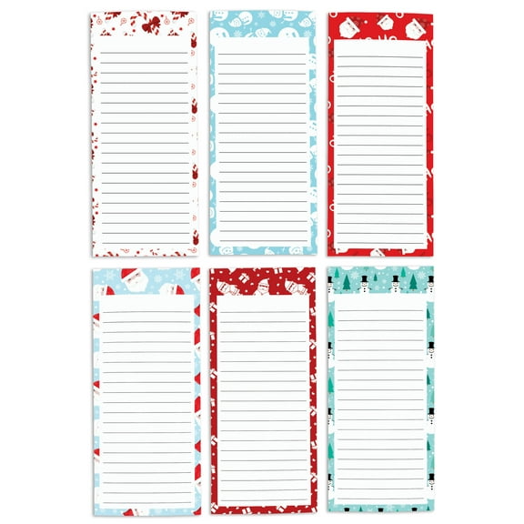 Inkdotpot Pack of 6 Funny Magnetic Dry Erase List For Fridge, Wipe Clean w/ NoStain, Quick Notes Shopping & Grocery List Whiteboard for Fridge, 8.75" x 3.8"(Christmas Theme)