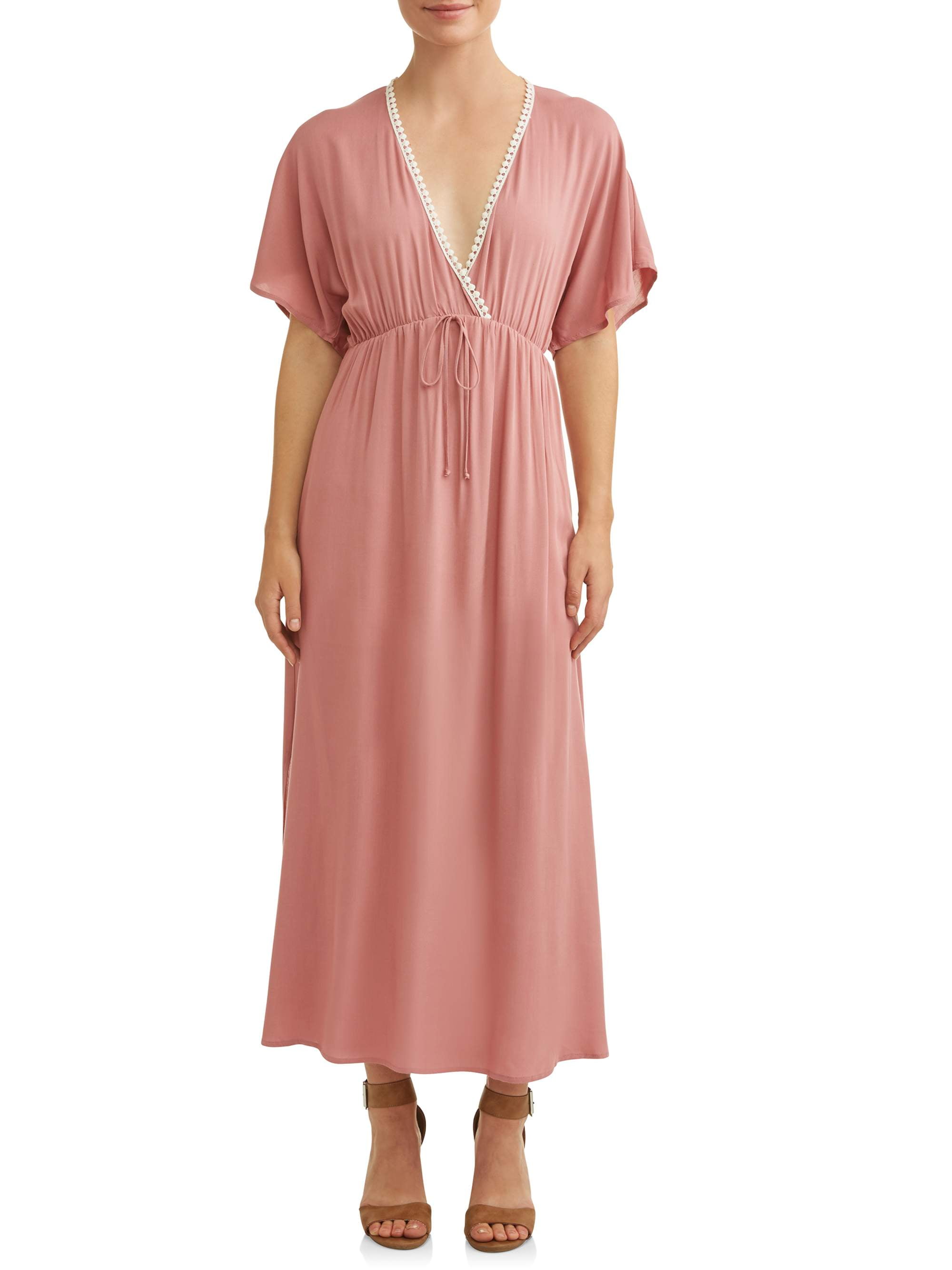 LA Gypsy - Women's Maxi Dress with Trim - Walmart.com