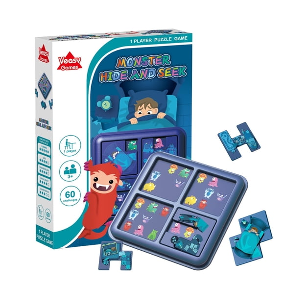 Funtogether Toys Ghost Hunter Logic Game, Brain Teaser Puzzle with 60 Challenges, Portable STEM Travel Toy for Kids