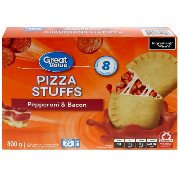 Great Value Pepperoni & Bacon Pizza Stuffs, 8 pizza snacks, 800 g