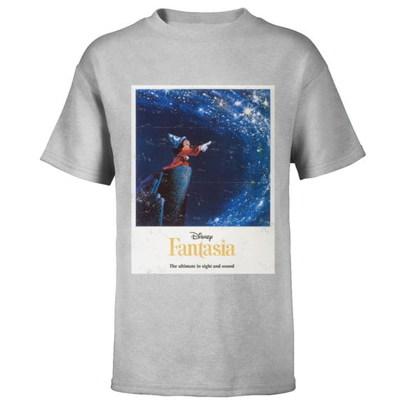 Disney Mickey Mouse Fantasia Retro Poster - Short Sleeve T-Shirt for Kids -Customized-Athletic Heather