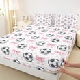 thumbnail image 4 of Erosebridal Cute Bowknot Bed Sheets For Bowtie Girls,Football Print Sport Games King Sheets For Kids 4 Pieces, 4 of 6