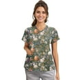 thumbnail image 5 of SAATLERI Easter Scrub Tops Womens Cute Bunny Eggs Print Short Sleeve V-Neck Plus Size Shirts Tee Tops With Pockets Working Uniform, 5 of 5