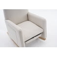 thumbnail image 2 of Modren Cotton Linen Fabric Nursery Rocking Chair With Adjustable Footrest And Thick Cushion Seat, Rocking Accent Chair With Curved Legs and Armrest, Comfy Side Chair For Office, Bedroom, Beige, 2 of 9